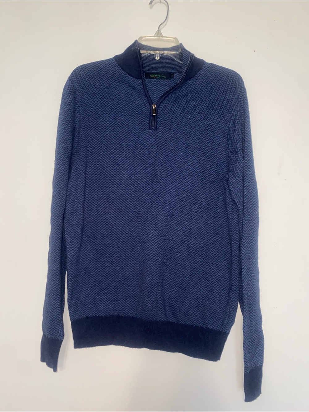 Men's Half-Zip Textured Sweater in Navy Blue
